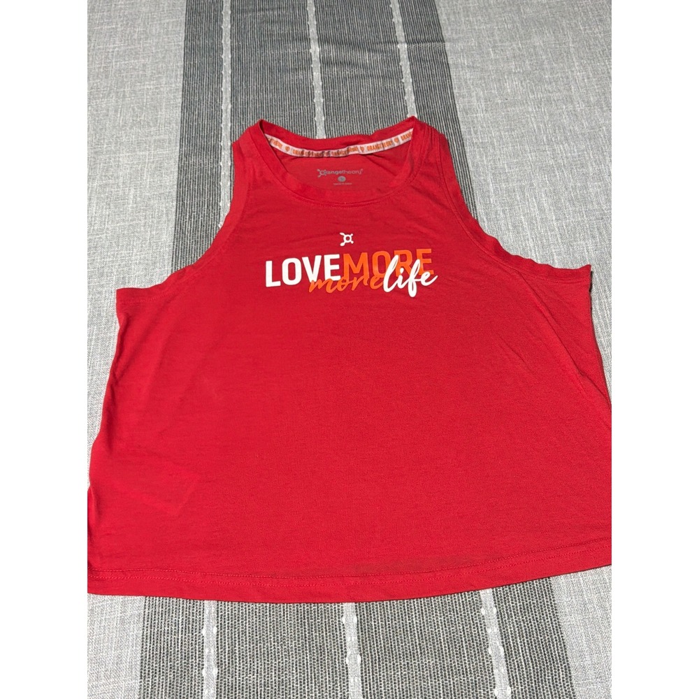 Orangetheory Love More Life Red Graphic Muscle Tank Top Women Size S Workout